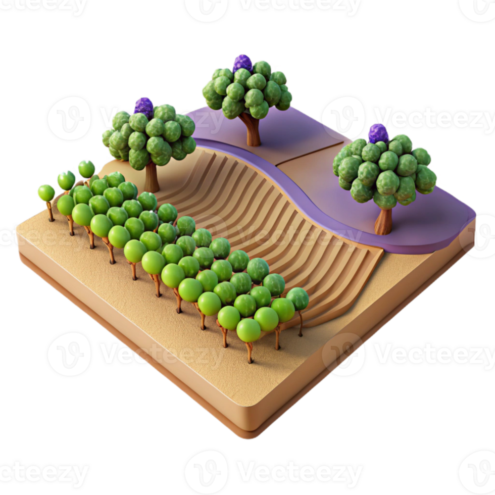 beautiful modern High Angle Shot of Vineyard with Rows of Grapes Cutout detailed png