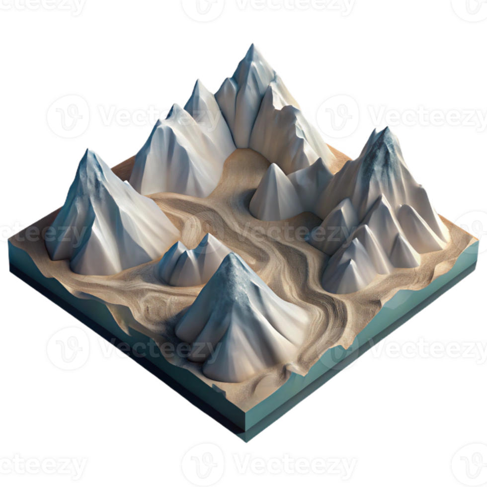 impressive artistic High Contrast Aerial Image of Mountain Range Cutout premium png