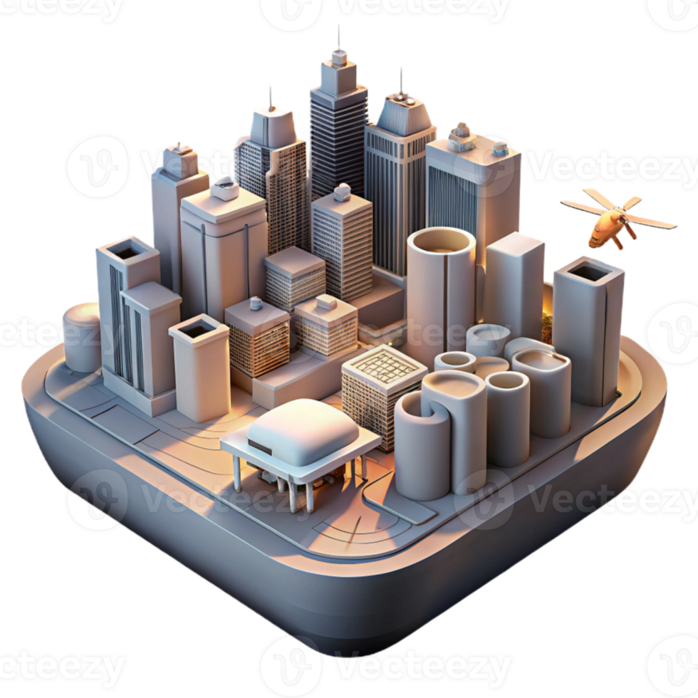 extraordinary rustic High Contrast Drone Image of Cityscape at Dawn Cutout professional png