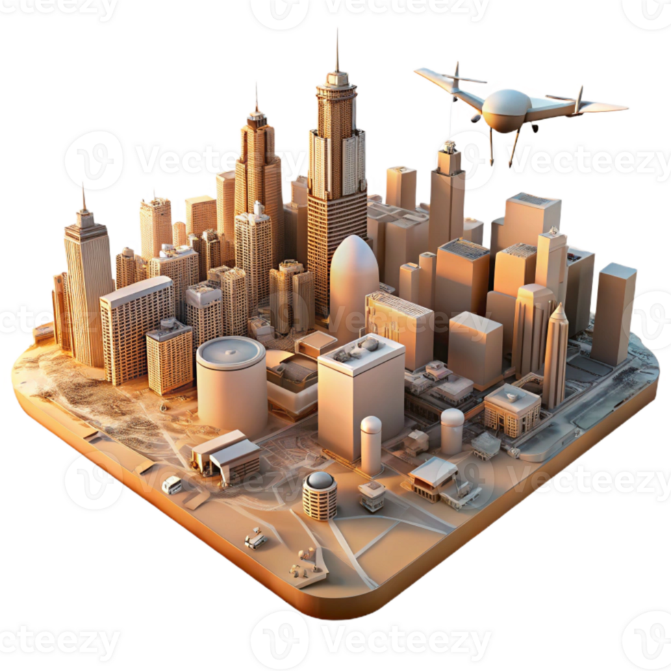 wonderful contemporary High Contrast Drone Image of Cityscape at Dawn Cutout exclusive png