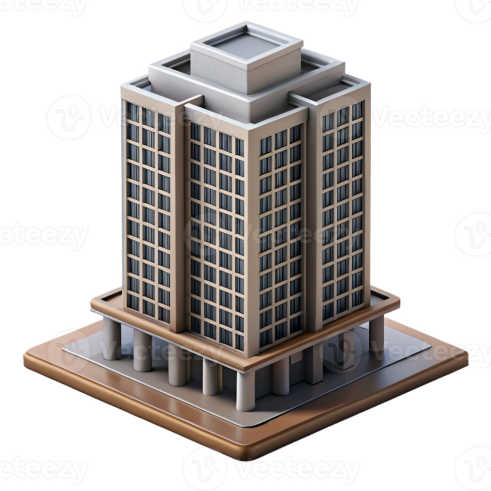beautiful contemporary High Rise Building Perspective View Isolated exclusive png