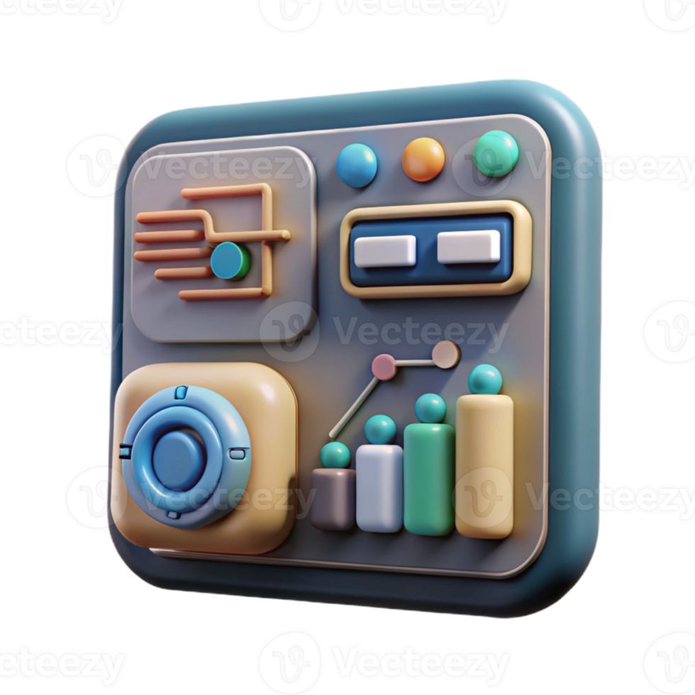 impressive creative High Tech Ai Interface with Data Graphs Isolated Element high resolution png