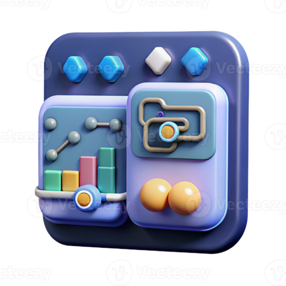 vibrant rustic High Tech Ai Interface with Data Graphs Isolated Element exclusive png
