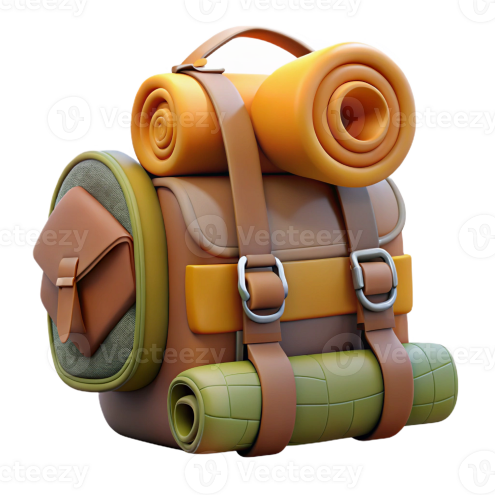 vibrant modern Hiking Backpack with Attached Sleeping Bag Isolated exclusive png