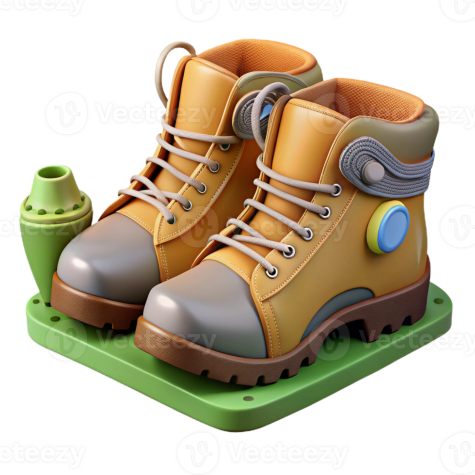magnificent vintage Hiking Boots on Trail Cutout Close Up View high resolution png