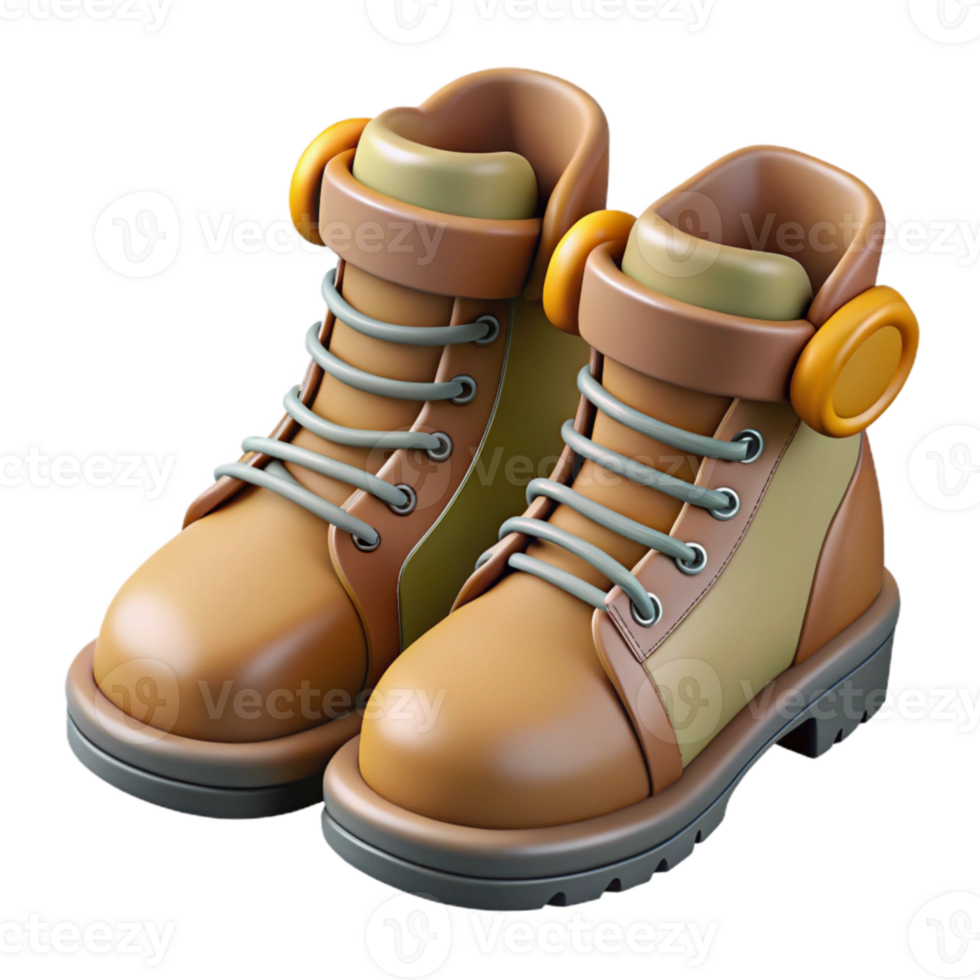 vibrant rustic Hiking Boots Top View Isolated Element exclusive png