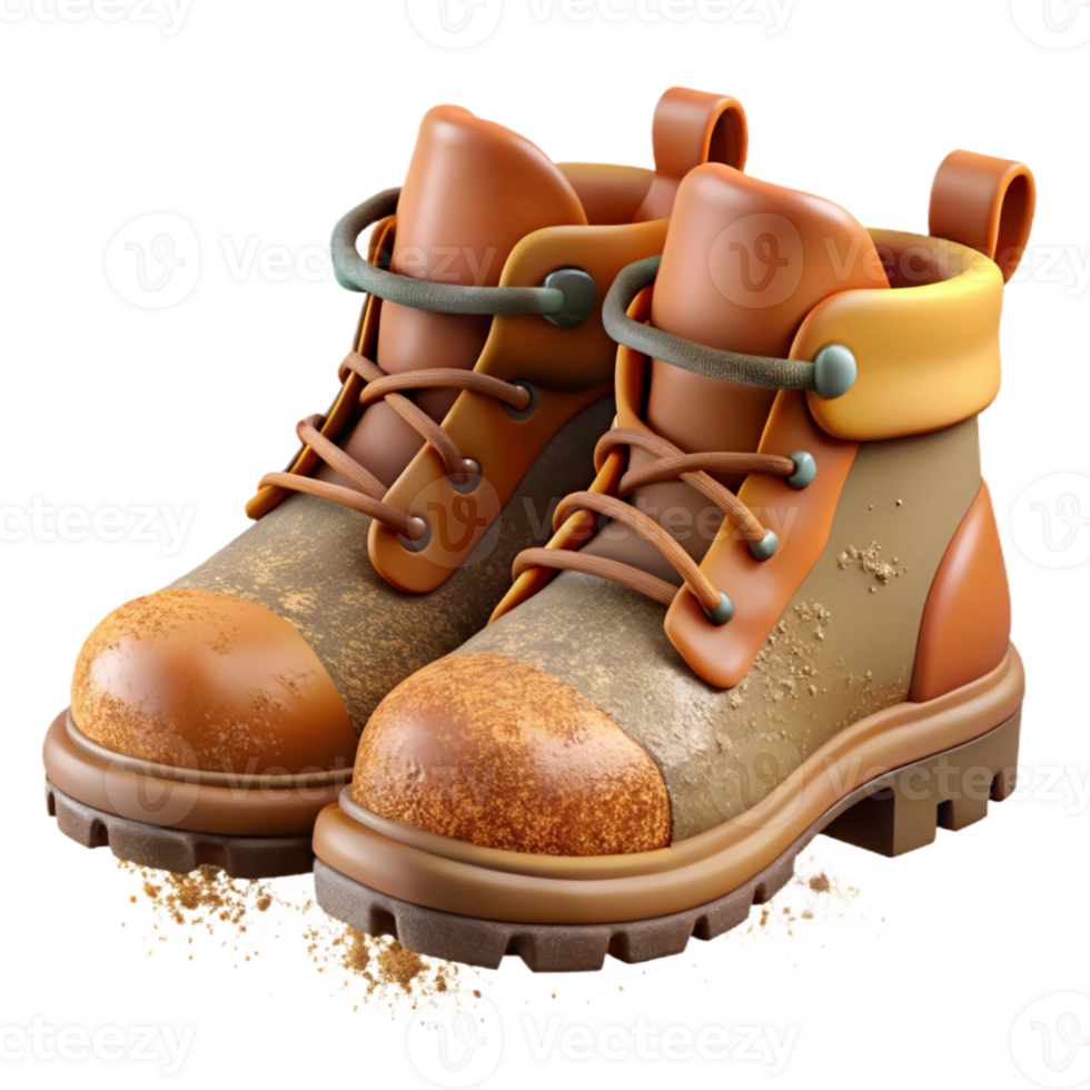 wonderful minimalist Hiking Boots with Mud Splatters Cutout premium png