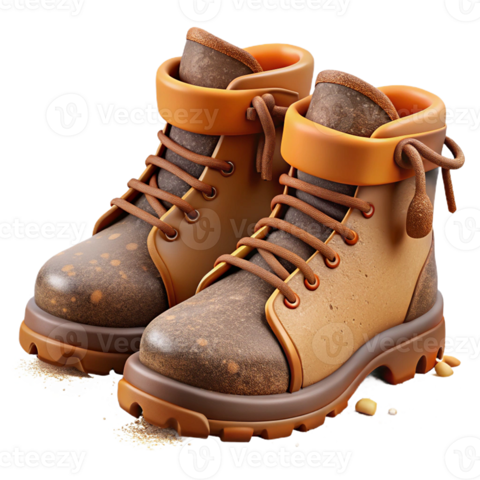 dramatic traditional Hiking Boots with Mud Splatters Cutout premium png