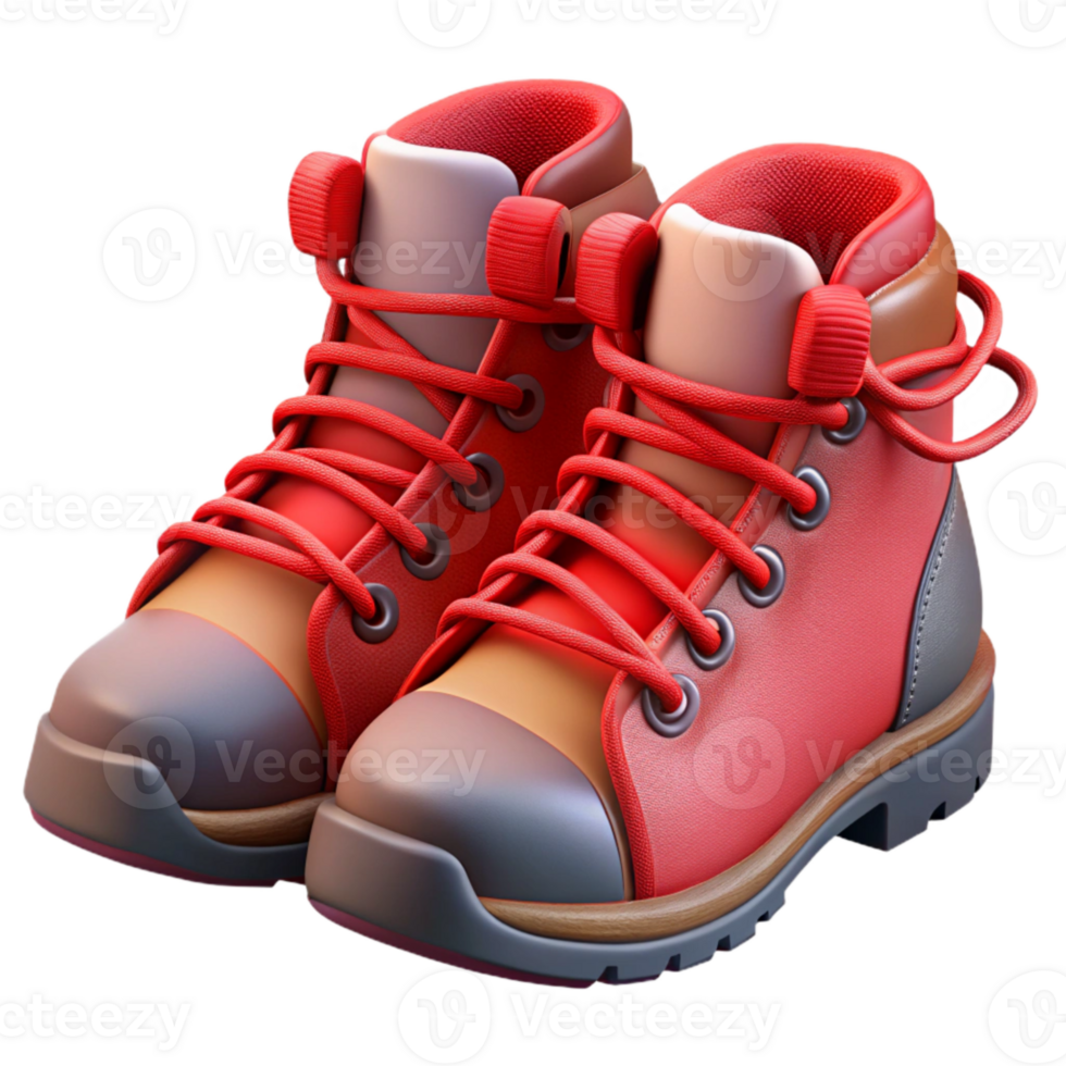 wonderful modern Hiking Boots with Red Laces Isolated detailed png