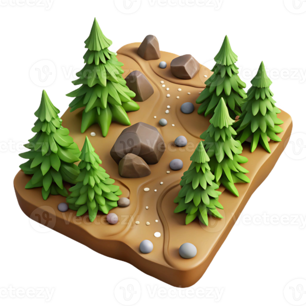 wonderful abstract Hiking Trail Through Forest Top View Cutout high quality png