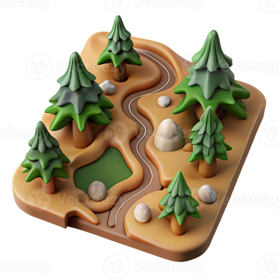 serene modern Hiking Trail Through Forest Top View Cutout high quality png