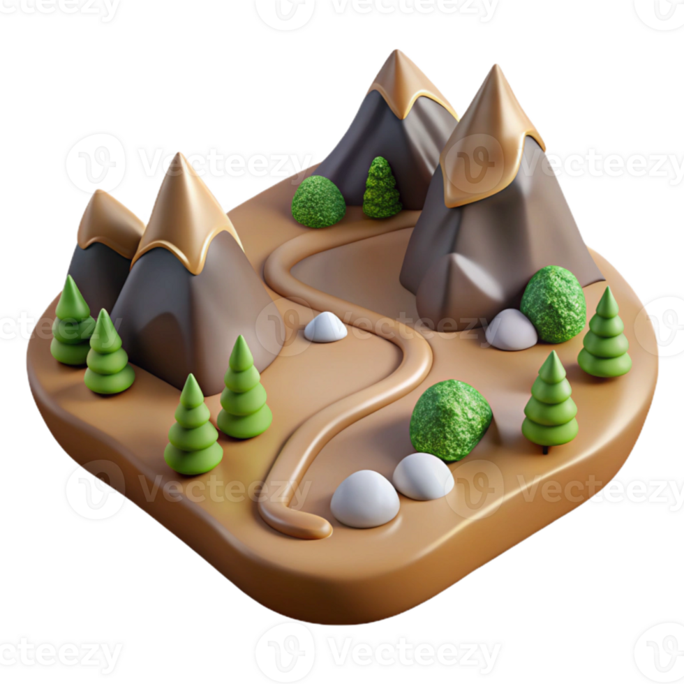 elegant abstract Hiking Trail Winding Through Forest Isolated premium png