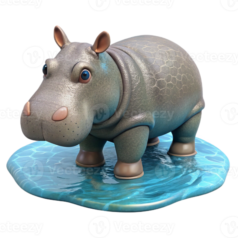 extraordinary abstract Hippopotamus Cutout Isolated in Water detailed png