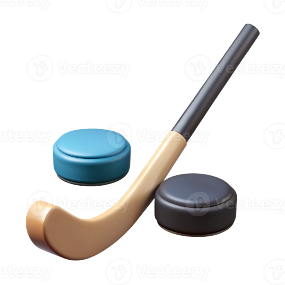 serene abstract Hockey Stick and Puck Ice Sport Isolated detailed png