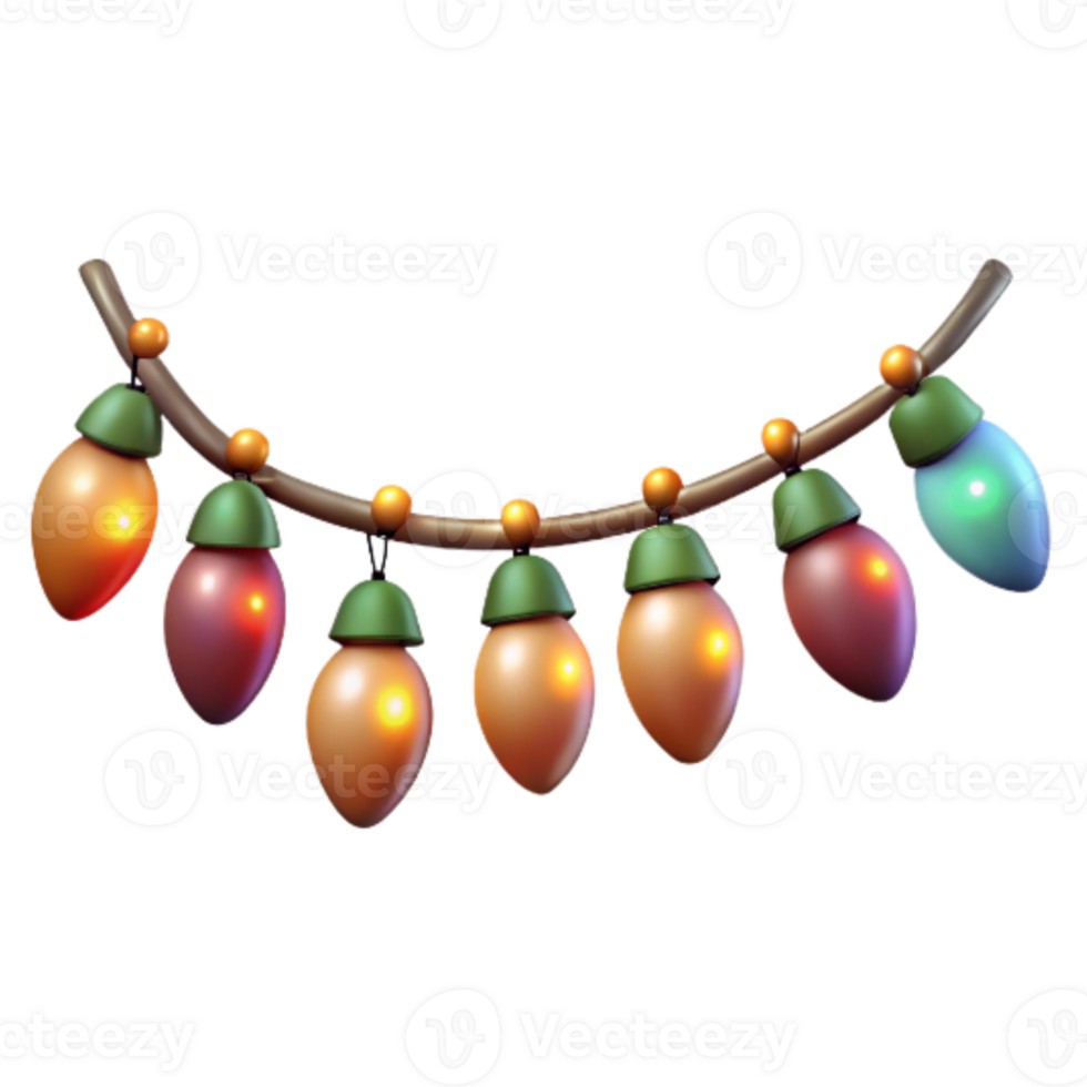 vibrant artistic Holiday Garland with Lights Transparent Background professional png