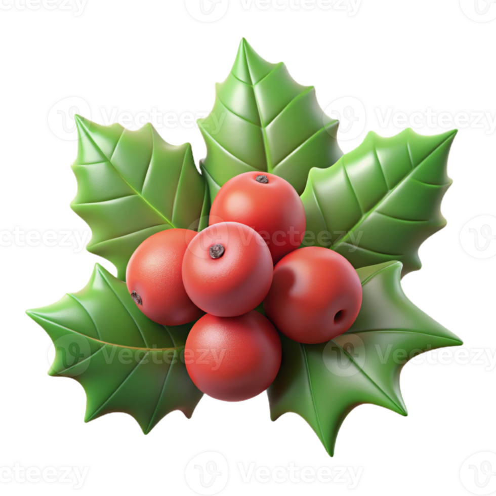 vibrant abstract Holly Berries and Leaves Transparent Background authentic png