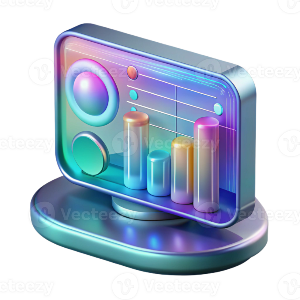 vibrant artistic Holographic Display Showing Data Isolated Transparent Background premium png
