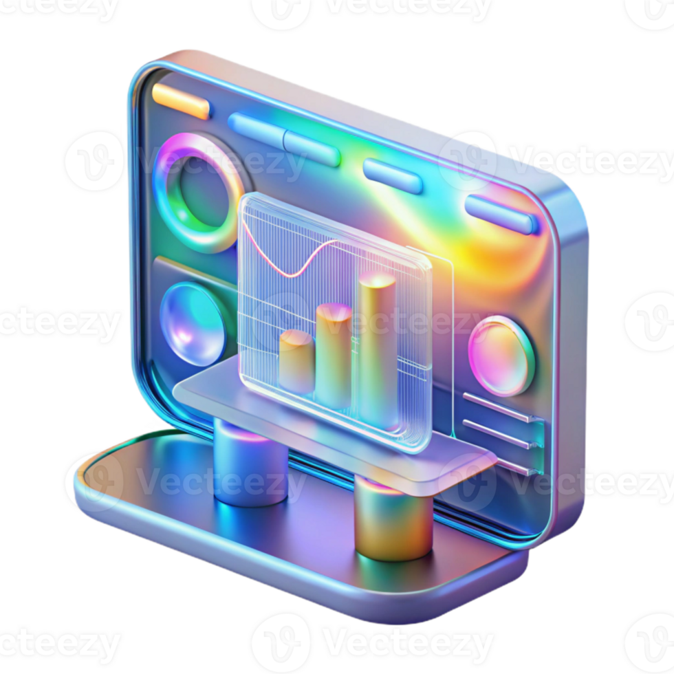 stunning vintage Holographic Display Showing Data Isolated Transparent Background high quality png