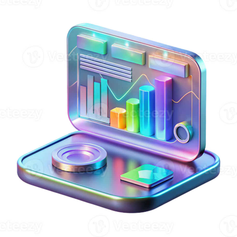 dramatic abstract Holographic Display Showing Data Isolated Transparent Background professional png