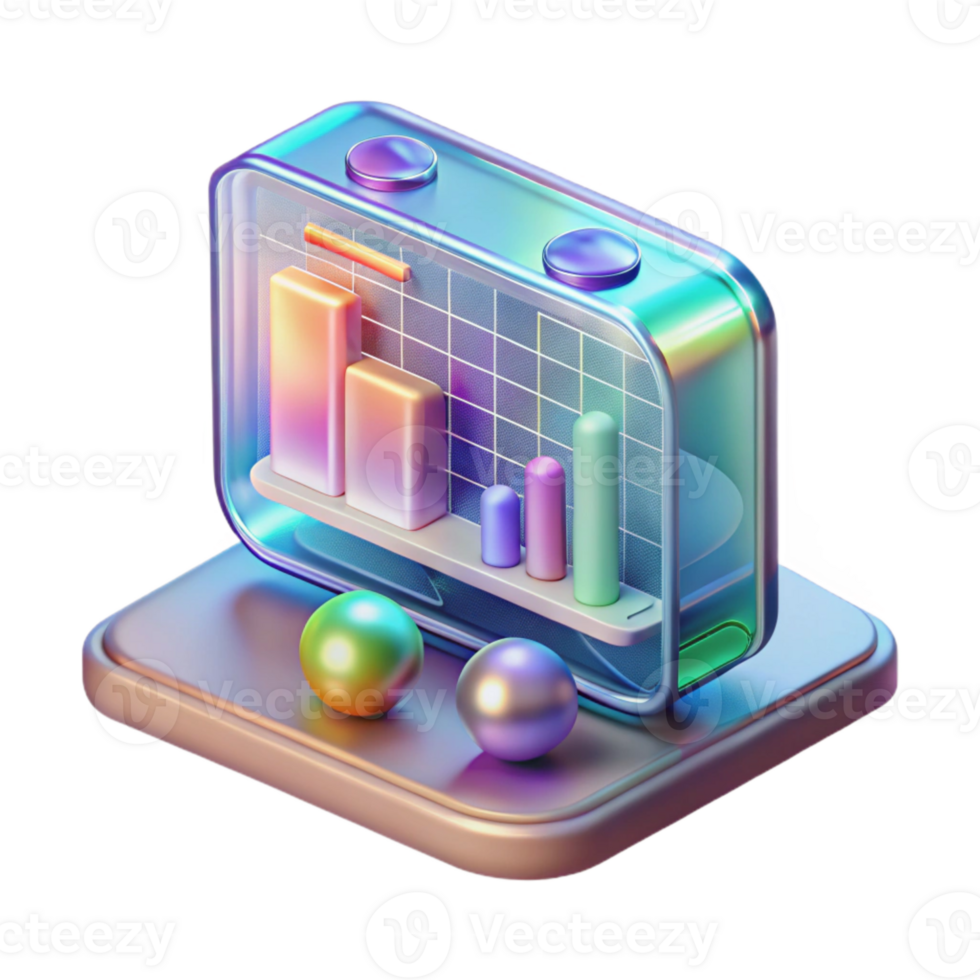 dramatic creative Holographic Display Showing Data Isolated Transparent Background high quality png