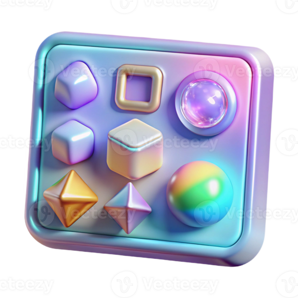 beautiful creative Holographic Interface Icons Set Transparent Background Cutout professional png