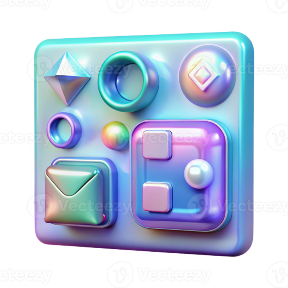 beautiful vintage Holographic Interface Icons Set Transparent Background Cutout professional png