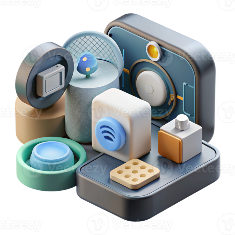 serene modern Home Automation System Components Group Shot Transparent Background original png