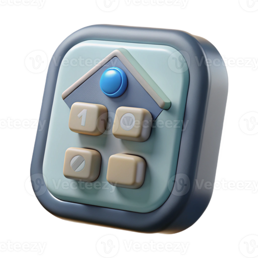 beautiful artistic Home Security System Keypad Front View Transparent 4K png