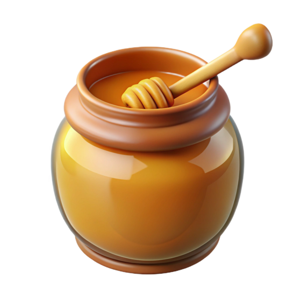 magnificent rustic Honey Jar Isolated Transparent Background with Dipper detailed png