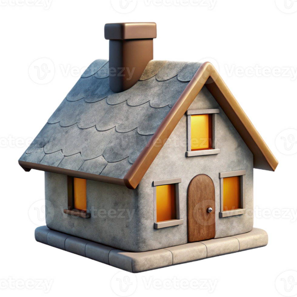 dramatic traditional House Cutout with Chimney Transparent Background detailed png