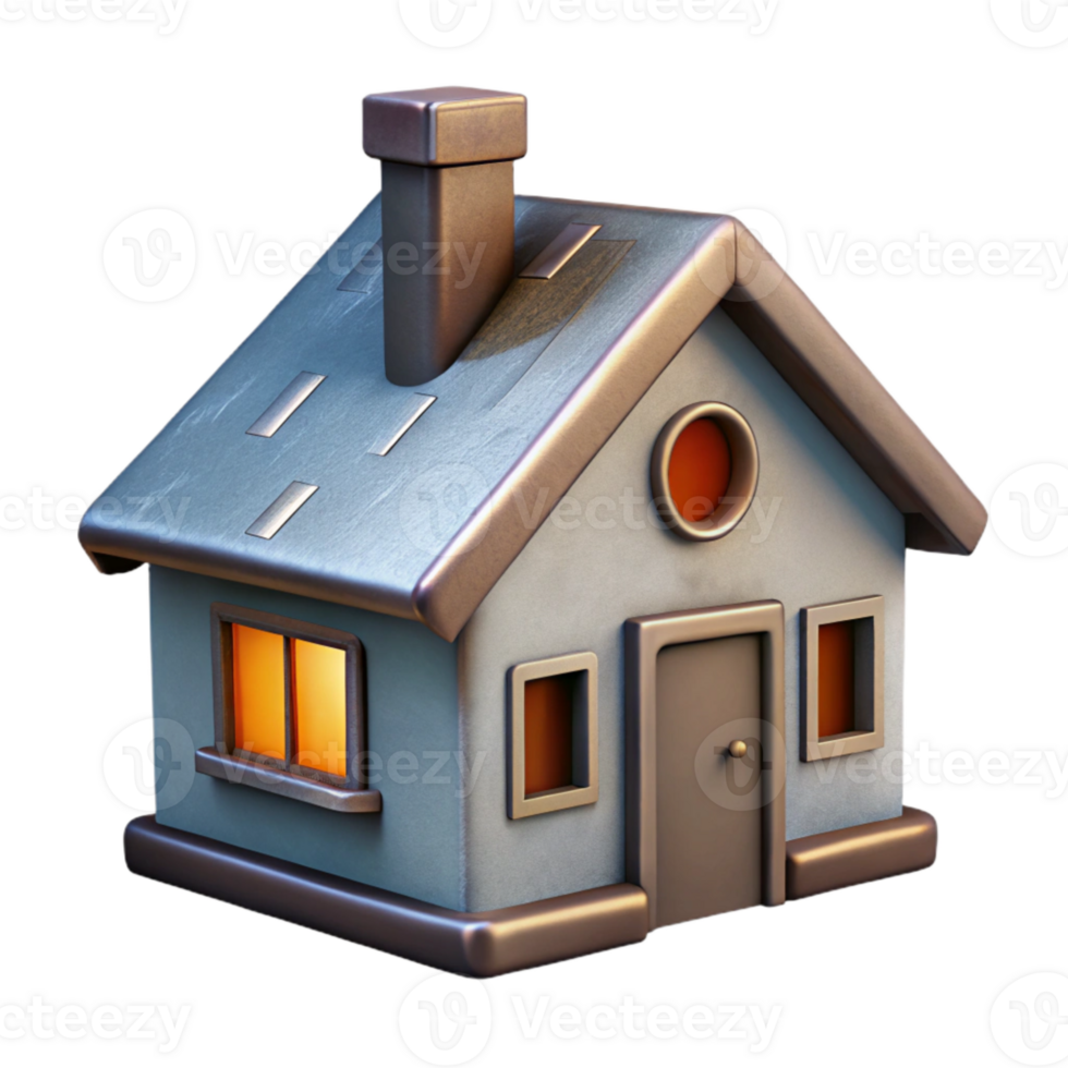 elegant abstract House Cutout with Chimney Transparent Background high resolution png