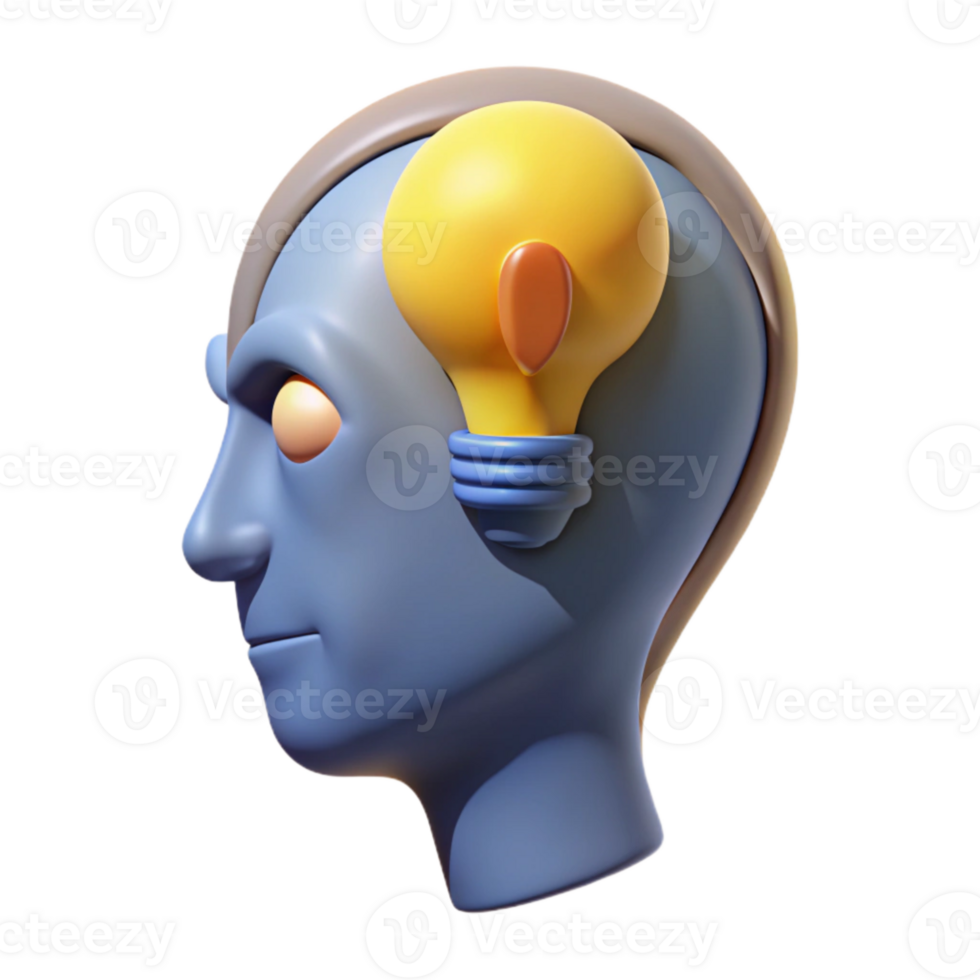extraordinary modern Human Head with Light Bulb Inside Cutout Element authentic png