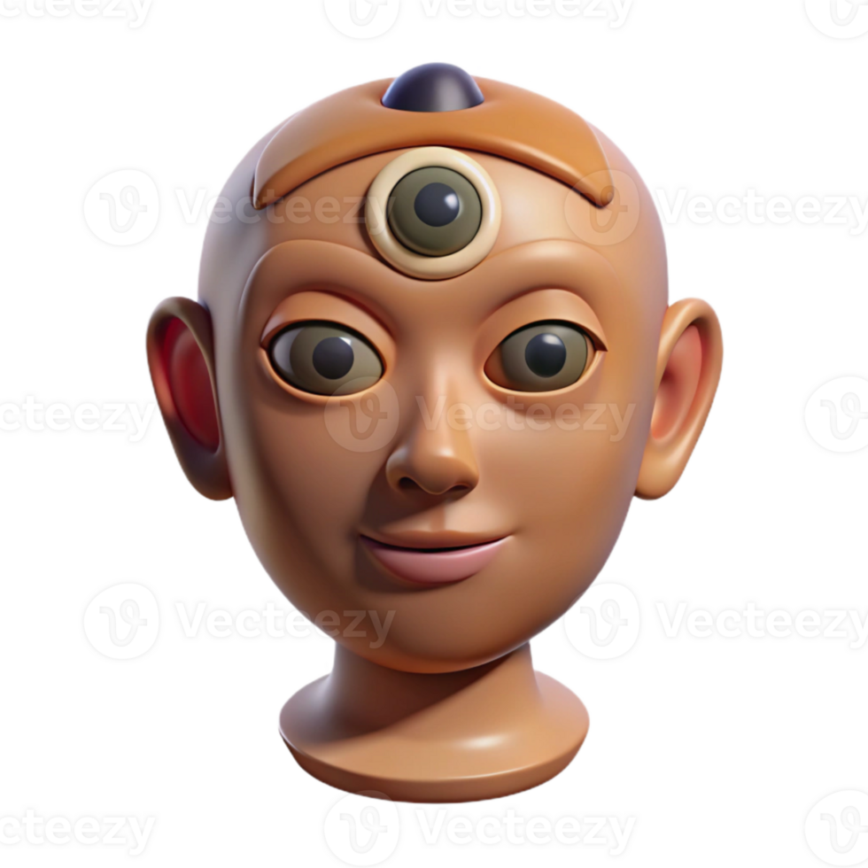 wonderful artistic Human Head with Third Eye Open Cutout high quality png