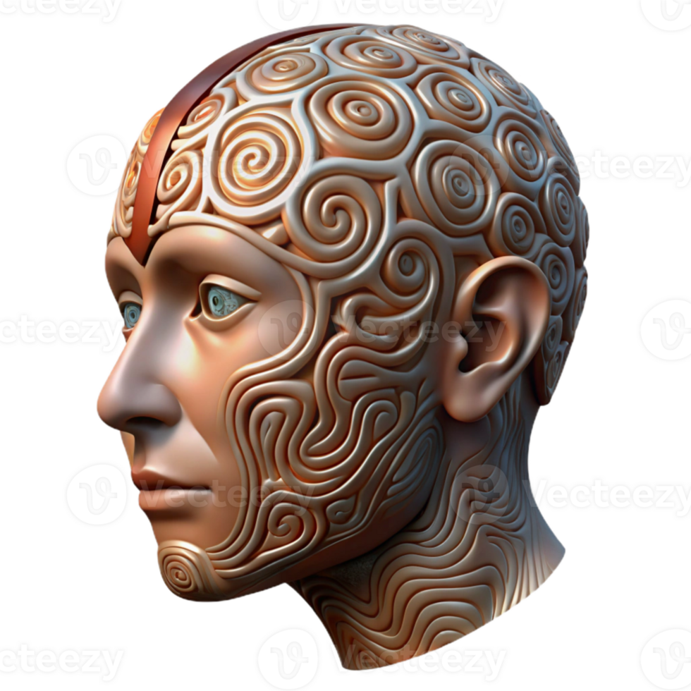 stunning contemporary Human Head with Intricate Patterns Cutout exclusive png