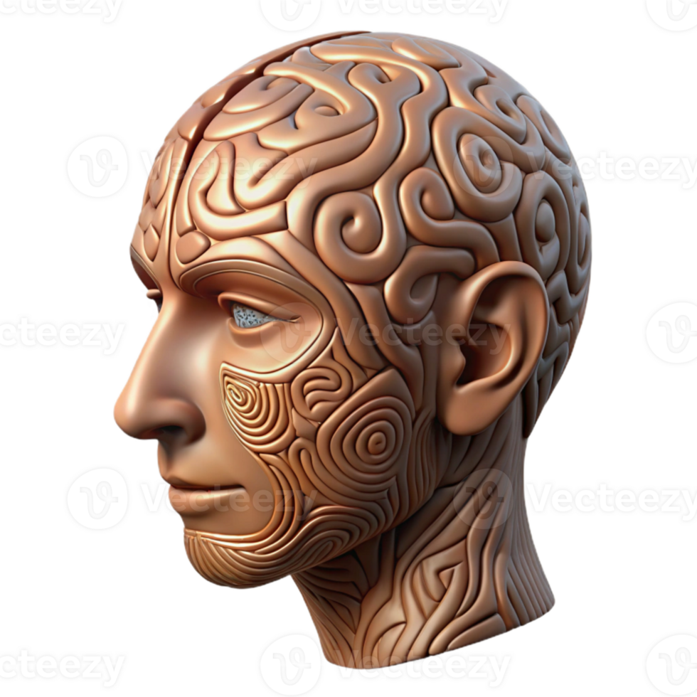 impressive classic Human Head with Intricate Patterns Cutout high quality png