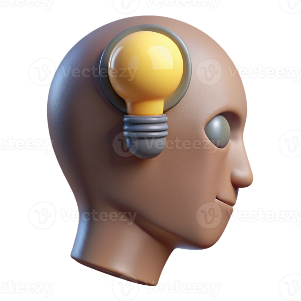 extraordinary contemporary Human Head with Light Bulb Inside Cutout Element genuine png