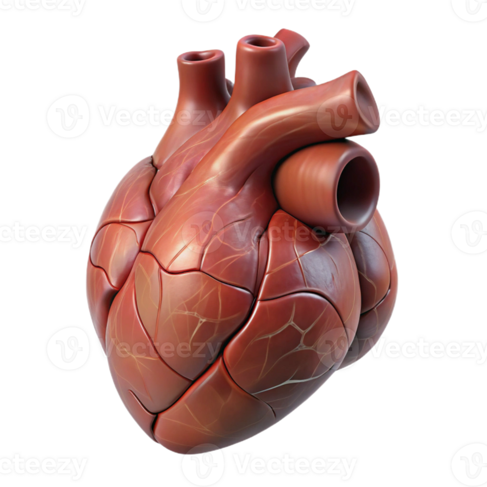 vibrant rustic Human Heart Anatomical Model Transparent Background Cutout professional png