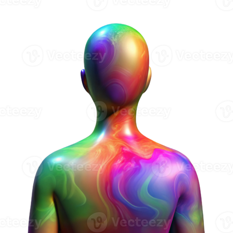serene artistic Human Silhouette with Colorful Aura Cutout 4K png