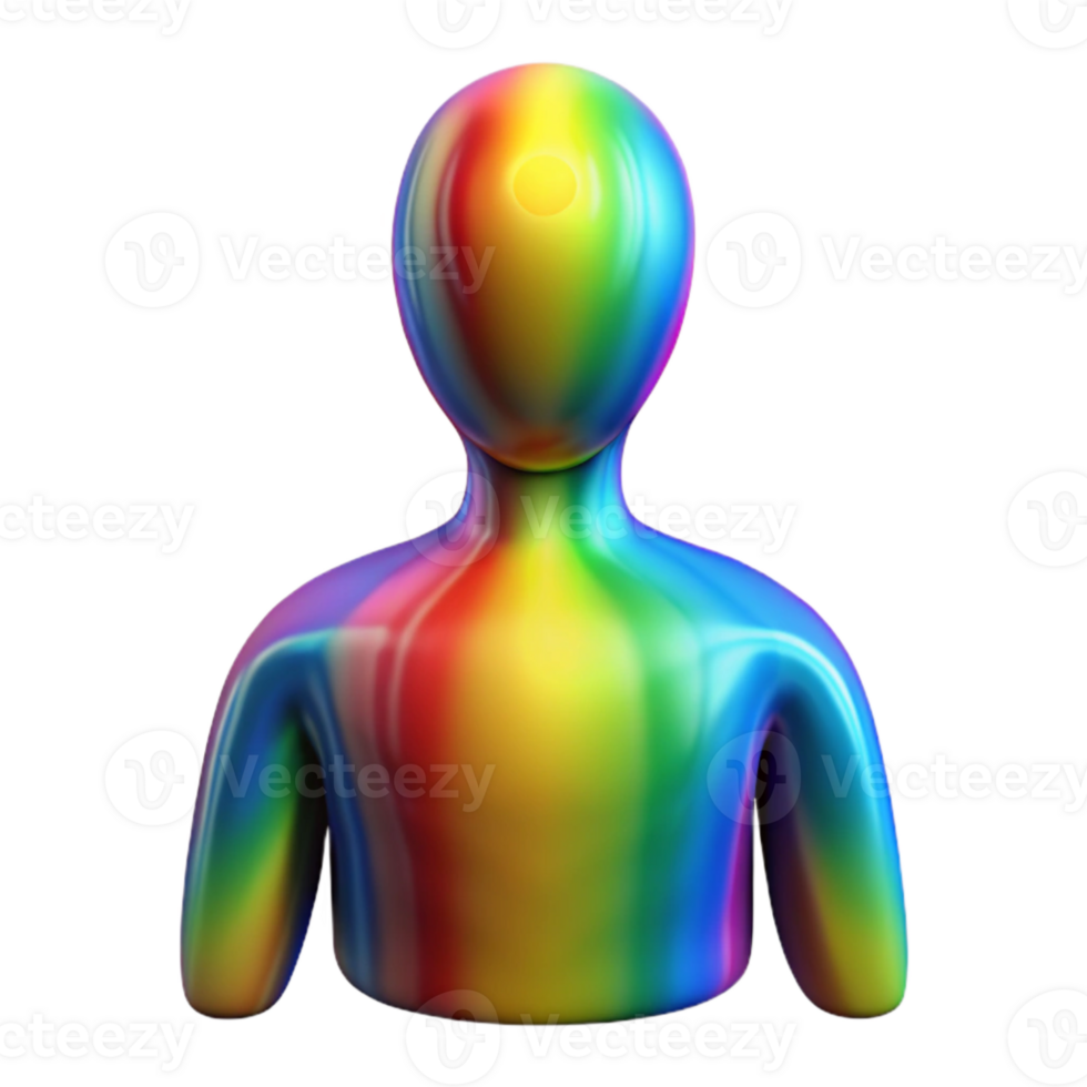 serene abstract Human Silhouette with Rainbow Aura Cutout original png