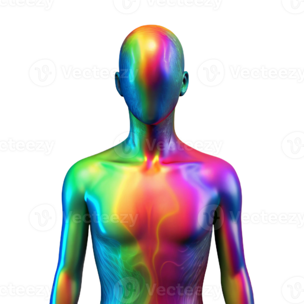 serene minimalist Human Silhouette with Colorful Aura Cutout authentic png