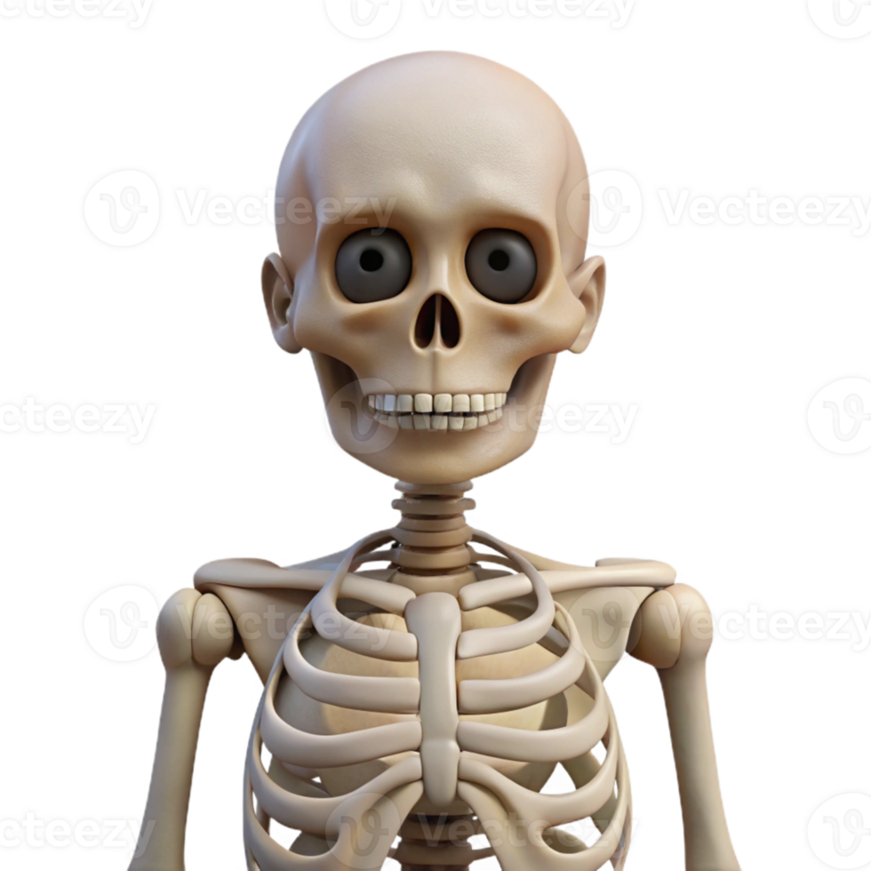 vibrant artistic Human Skeleton Front View Isolated 4K png
