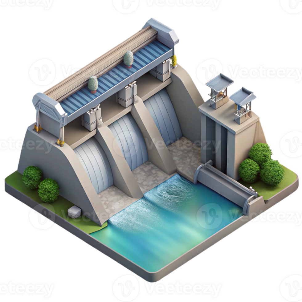 serene rustic Hydroelectric Dam Aerial View Grey Isolated high resolution png