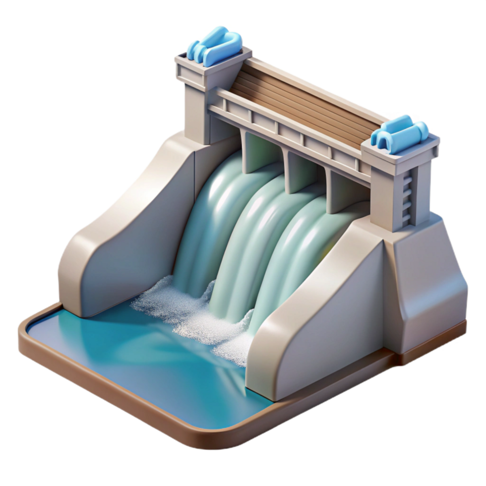 elegant minimalist Hydroelectric Dam Water Flowing Cutout high resolution png