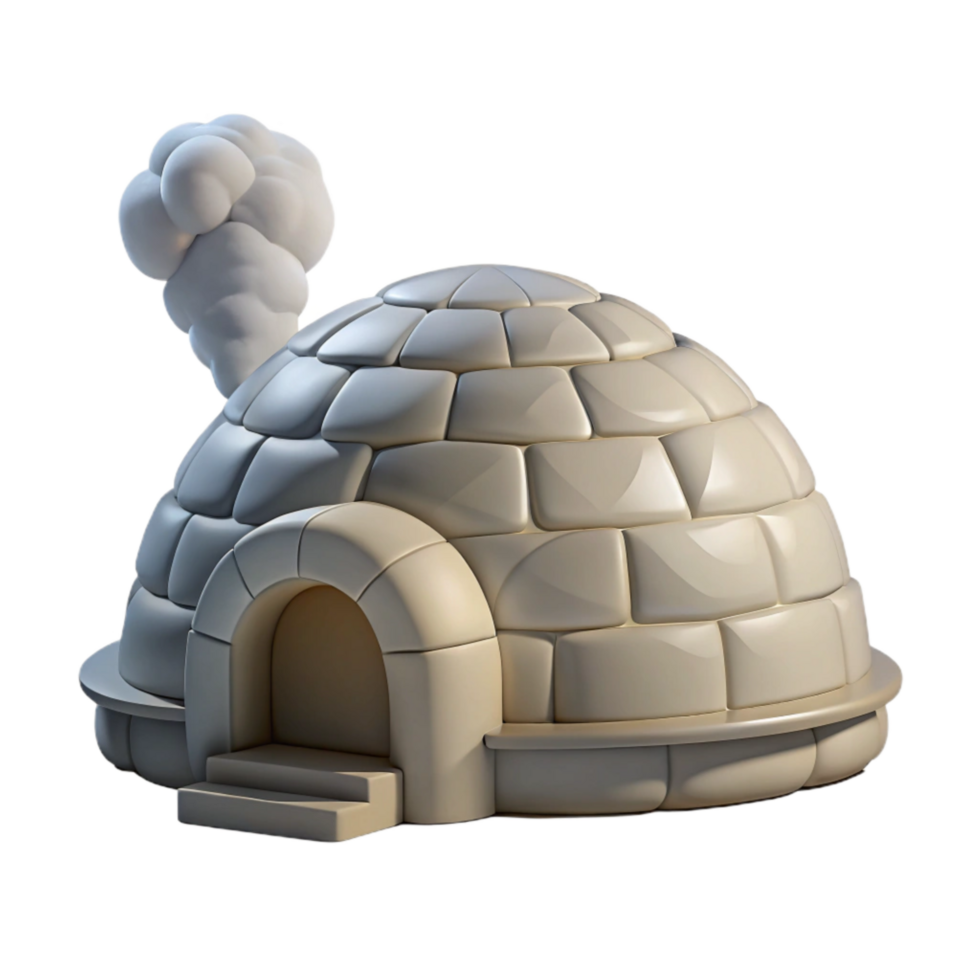 impressive creative Igloo with Smoke Rising From Chimney Cutout original png