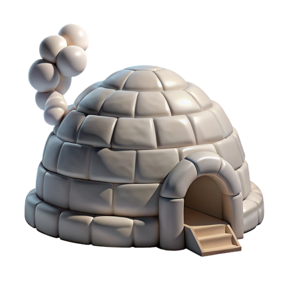 elegant modern Igloo with Smoke Coming Out Isolated Element high quality png