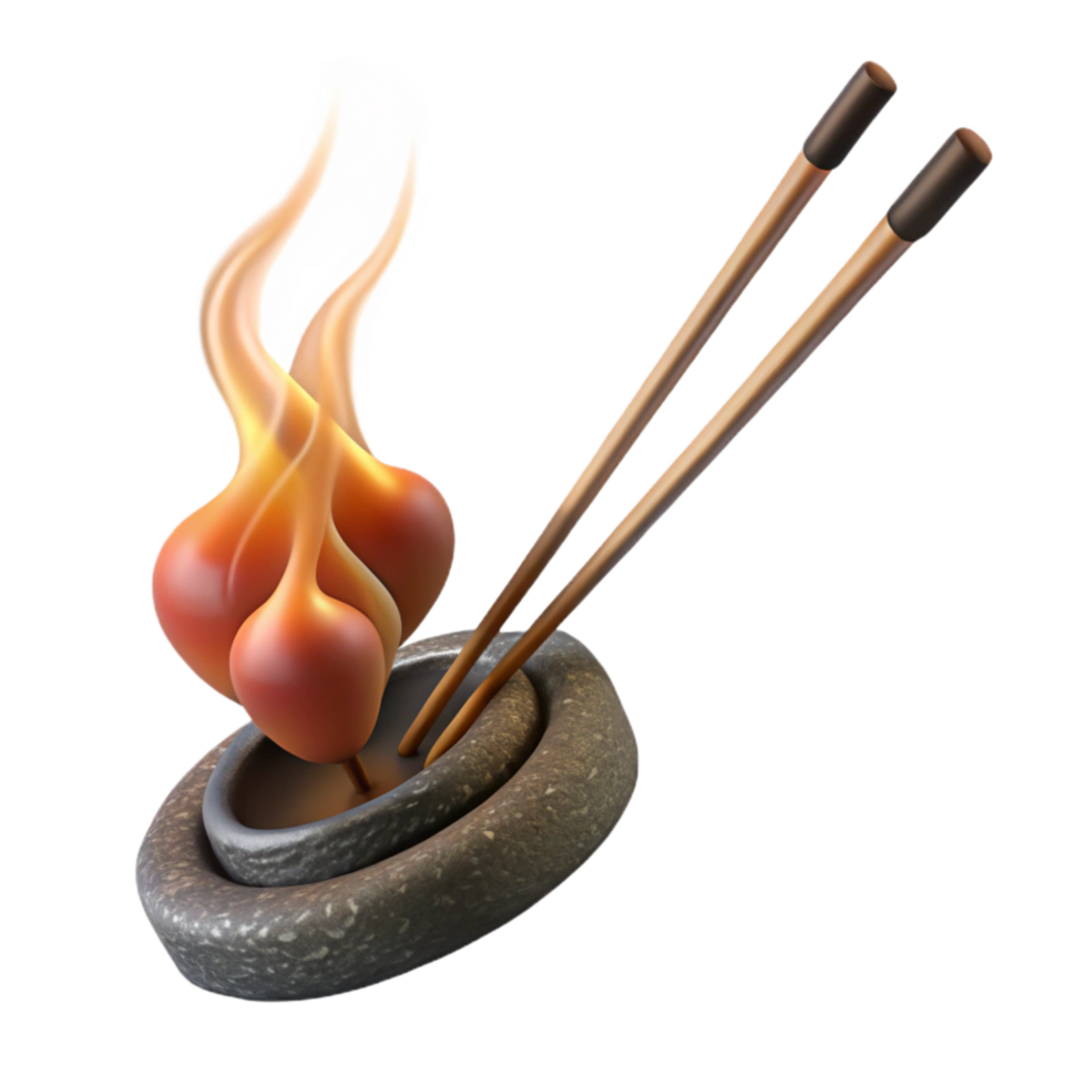 dramatic rustic Incense Sticks Burning Isolated Cutout authentic png