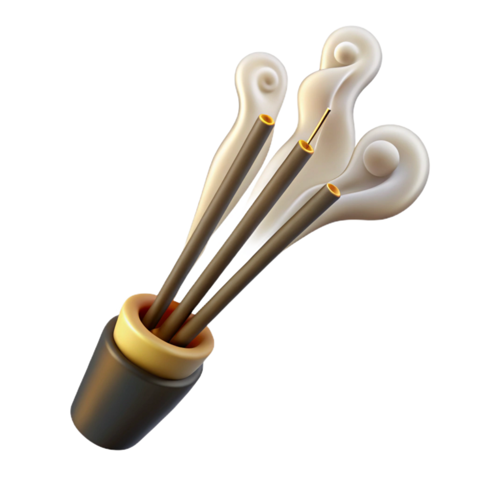 serene rustic Incense Sticks Burning Smoke Trails Cutout high resolution png