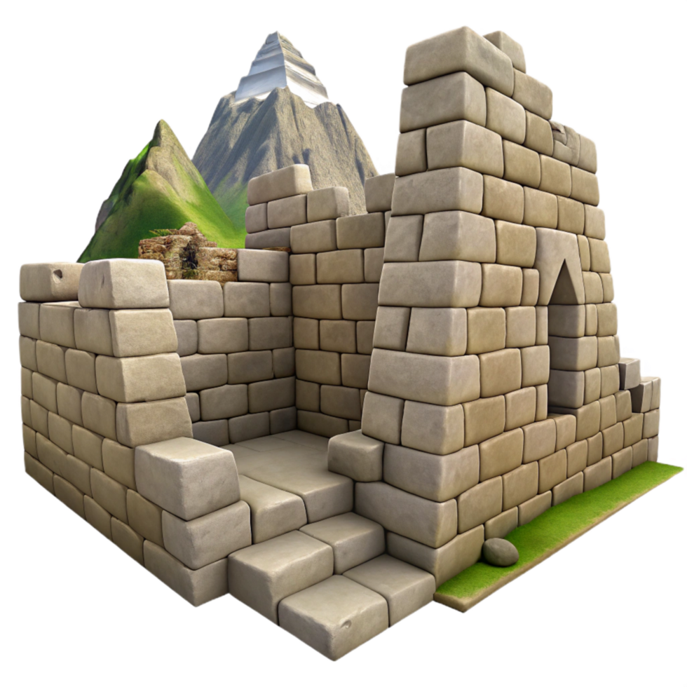 beautiful rustic Inca Ruins Stone Walls Mountain View Cutout detailed png