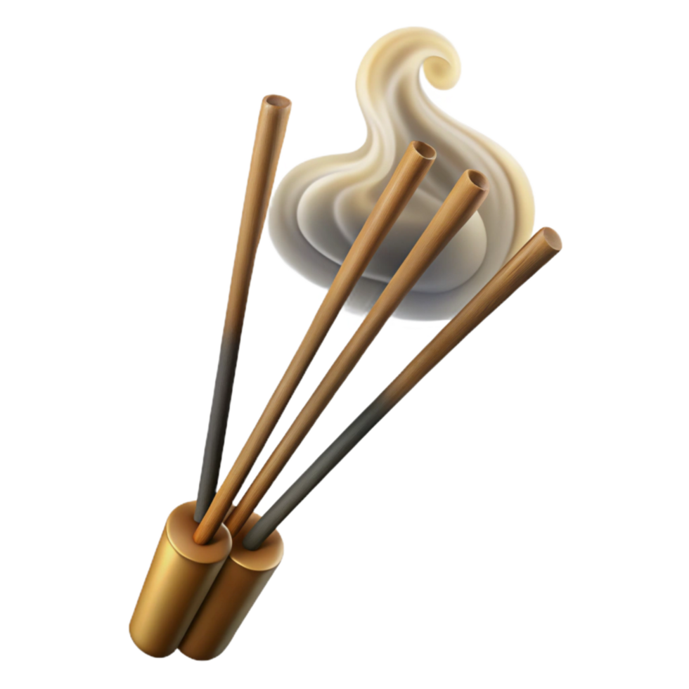 impressive classic Incense Sticks with Smoke Transparent Background Isolated professional png