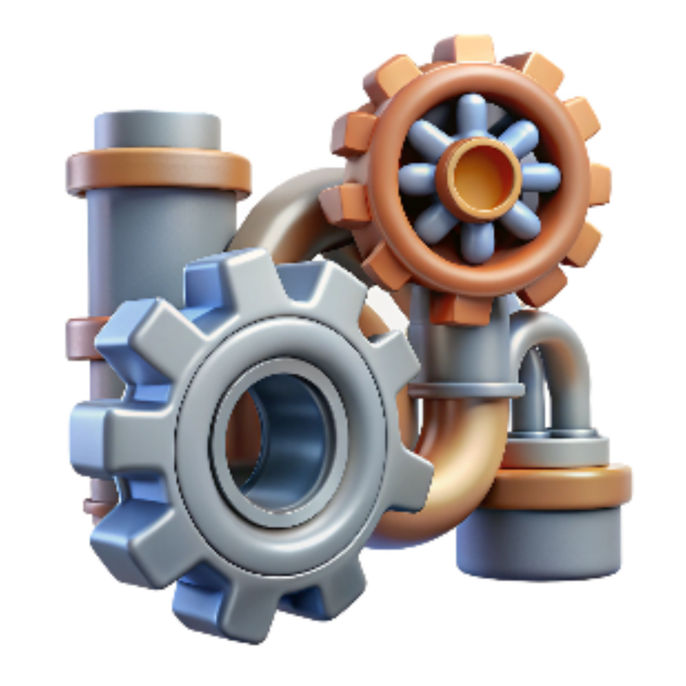 impressive rustic Industrial Design Gears and Pipes Cutout detailed png